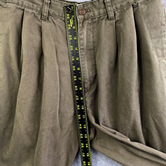 CHAPS RALPH LAUREN Pleated Front Olive Green Chino Pants 100% Cotton Men's 33x34 - Picture 8 of 12